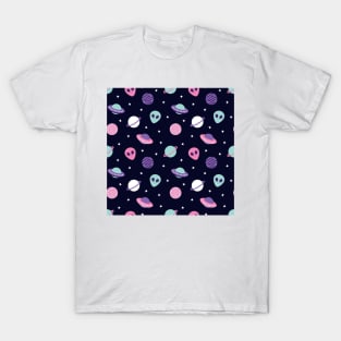 UFO & Planets Patterns T-Shirt